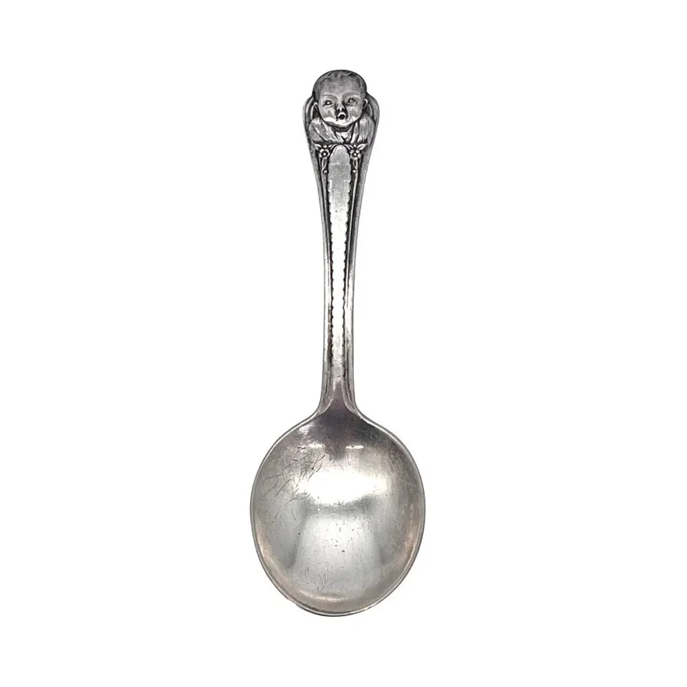Vintage Gerbers Winthrop Silver Plate Baby Spoon Cherub Design Collectible